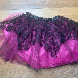 Pink Tutu w/ Black Overlay and Lace “Apron” Front